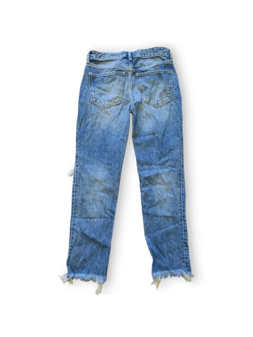 We the Free People Jeans Distressed Destroyed Frayed Raw Hem Button Fly 24 x 27